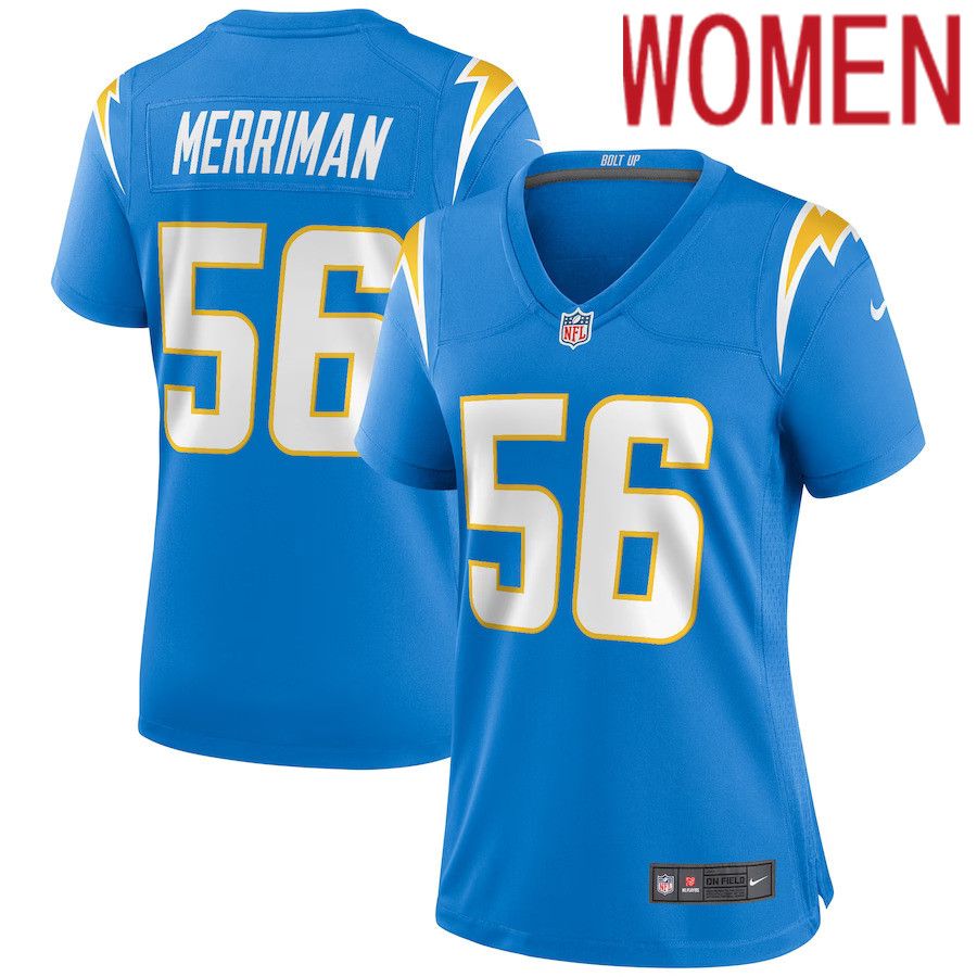 Women Los Angeles Chargers #56 Shawne Merriman Nike Powder Blue Game Retired Player NFL Jersey